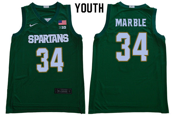 Youth Michigan State Spartans #34 Julius Marble NCAA Nike Authentic Green 2020 College Stitched Basketball Jersey DU41U76SU